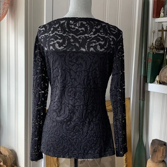 Cache lace top black long sleeve stretchy Victorian steampunk - Picture 7 of 14